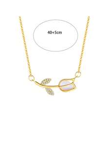 1pc S925 Sterling Silver Romantic Tulip Flower Necklace, Elegant Sweet Cute Fresh Style Unique Design Versatile Choker Necklace, Suitable For Women's Daily Wear, Delicate Neck Chain Gift - Tulip - View 11