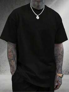 T-shirt de para hombres, diseño de col p 180gsm, 100% de p, blanda, clásica, i para el uso diario El regalo perfecto, respirable, cómodo Una camia deptiva mulCamiseta deportiva suave de algodón Top de cuello redondo con ajuste atlético Cómoda para correr entrenar ropa callejera y atuendos casuales de todos los días - Negro - Ver 7