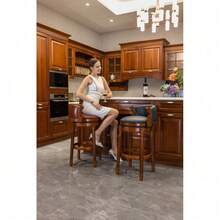 Barstools - Brown + Genuine Leather + 29.5IN - View 10