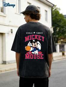 Disney Mickey Basketball Jersey Short Sleeve Graphic T-Shirt, Disney Mickey Basketball Themed T-Shirt, American Retro Basketball Mickey Loose Short Sleeved Shirt, Vintage T Shirts, Disney Summer Shirt, 230G Washed High-Quality Cotton Double-Sided Printed T-Shirt, Disney Mickey Basketball Pattern Couple Top, American Street Style T-Shirt, Disney Basketball Mickey Heavyweight Washed T-Shirt, Disney Sports Style Casual T-Shirt, Mickey Mouse Summer Short Sleeved Shirt, Vacation Style Casual Summer Short Sleeved Shirt, Disney Basketball Men's T-Shirt - 黑色 - 查看 3