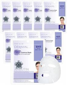 DERMAL Korea - 10 Mascarillas Faciales: Mascarilla de Esencia de Colágeno con Arbutina| Paquete de 10 Mascaras Coreanas con Arbutina, Colágeno y Vitamina E. Piel Radiante - Baya de acai - Ver 9