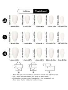 10 piezas de pegatinas de uñas francesas cortas hechas a mano. Este conjunto de uñas artificiales incluye varios colores como blanco, rosa, dorado, azul y amarillo, con diseños lindos y encantadores. Uñas postizas - Blanco - Ver 4