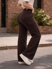 Women's Wide Leg Jeans, Colors, 100% Premium Fabric, Summer Fashion  2025, Modern Design - Rust Brown - View 6