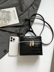 2026新款迷你盒子包，时尚手提包，单肩包，斜挎包，水桶包 - 黑色 - 查看 3