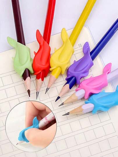 10 chiếc hộp đựng bút hình cá heo, hộp đựng bút hình cá heo, dụng cụ chỉnh tư thế viết, dụng cụ học tập nhiều màu sắc, lý tưởng cho học sinh và giáo viên, đồ dùng học tập, lý tưởng cho người bị chứng khó viết, đồ dùng học tập cho năm học mới.