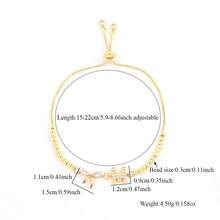 1 chiếc vòng tay mặt dây chuyền nơ chữ cái đầu kiểu cổ điển mới, hạt vàng, dây chuyền điều chỉnh được dành cho nữ. - Vàng - Xem 2