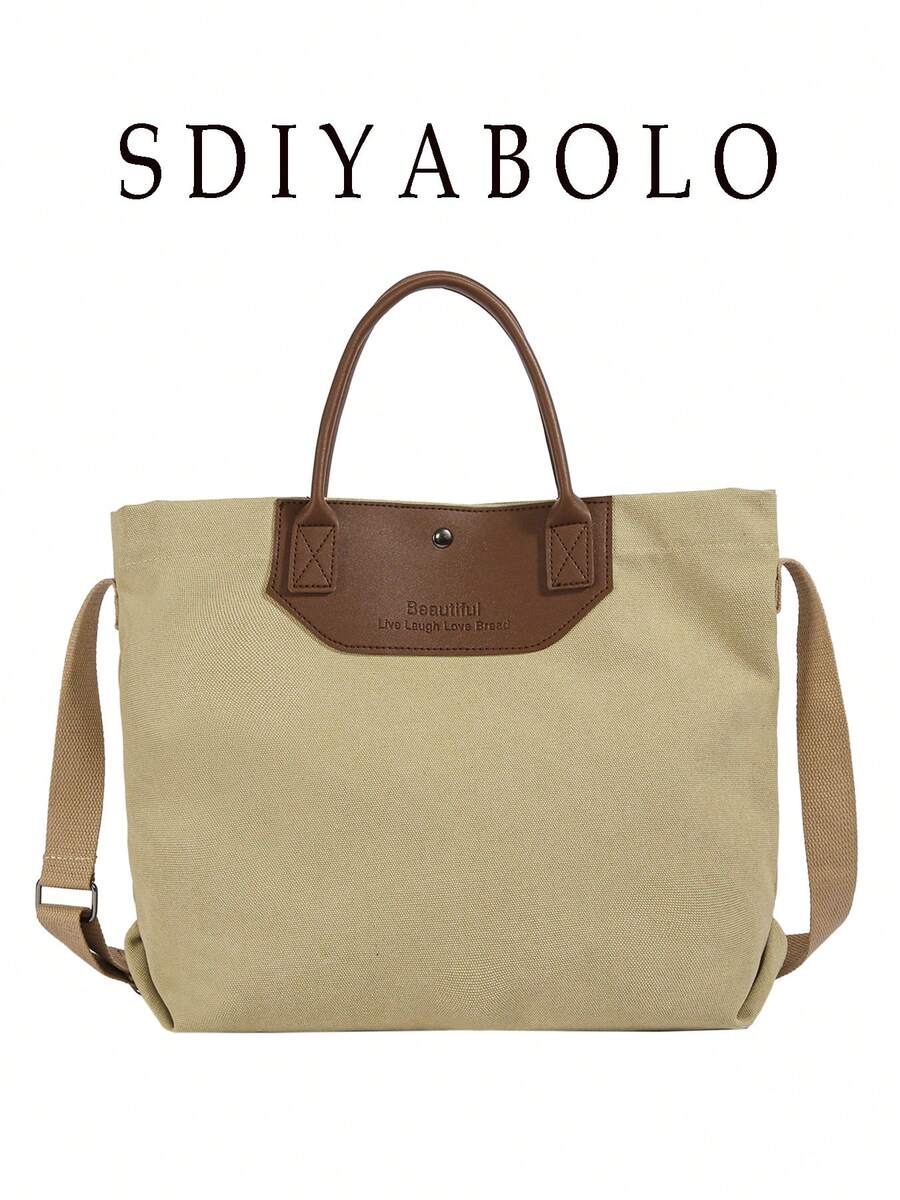 Túi xách dung tích lớn, túi tote thời trang nữ bằng vải nylon, túi đeo vai cho mẹ đi làm. - Màu Khaki - Xem 1