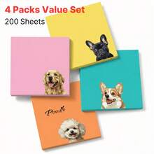 2/4/9包可爱狗狗便签套装 | 卡哇伊柯基犬、法国斗牛犬、金毛寻回犬、喜乐蒂牧羊犬图案便签，适合学生计划本，卡通动物文具礼品，方形纸 - 彩色 - 查看 11