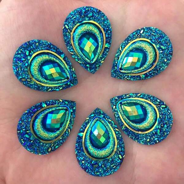 12pcs Sparkling Rhinestones For DIY 1.8*2.5cm Sparkling Peacock Eye Teardrop Shape Resin Rhinestones Flat Back Stone For DIY Wedding & Scrapbooking Crafts, Home Decorators, Wedding Dress Decorations, Gift Wrapping Decoration, Scrapbooking, Jewelry Making,Headwear, Clothing, Hat Decorations