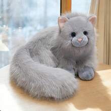 Realistic Plush Gray Kitten Doll, Soft Stuffed 3D Cat Doll, Cute & Comfortable Plush Doll, Suitable For Children, Can Be Used As Desktop Decor, Birthday Gift For Boys And Girls, Easter And Valentine's Day Gift, Girlfriend Sleeping Pillow - Multicolor - View 11