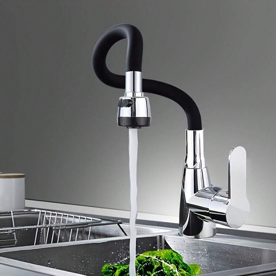 360° Swivel Flexible Kitchen Faucet - Single Handle Hot And Cold Water Mixer Tap, Polished Surface, Ceramic Valve And Base Mount, Suitable For Modern Kitchen/Bathroom
