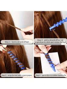 20件套螺旋卷发棒套装，DIY造型工具，长发螺旋卷发棒，无需加热螺旋卷发棒，造型工具套装，沙龙级卷发棒 | 趣味发饰 | 发夹，美妆工具套装，女士圣诞礼物，礼品，旅行，返校季 - 彩色 - 查看 6