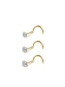 3Pcs/6Pcs Stainless Steel Cubic Zirconia Nose Stud Set (1.5/2/3mm Silver & Gold) - Hypoallergenic Body Jewelry For Daily Wear, Parties & Special Occasions - Showcase Unique Pride With Sparkling Elegance - S-shaped Nose Stud - View 7