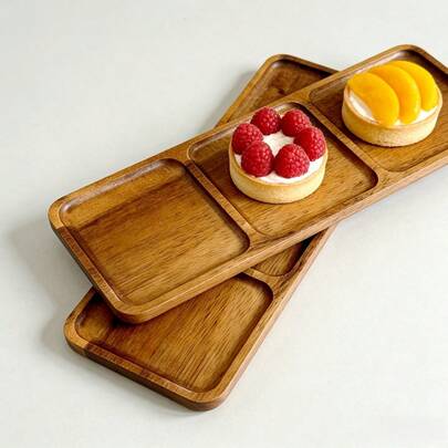 1pc Snack Tray, Mother's Day Platter, Serving Tray, Cake Plate, Kitchen Tray, Wooden Tray, Kitchen Accessory, Suitable For Yard, Home Dining, Afternoon Tea, Birthday Party, Wedding, Picnic, BBQ, Easter, Mother's Day