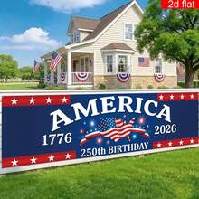 1pc 250th Anniversary Of US Independence Banner (1776-2026), 250th Anniversary US Flag & Star Design, 4th Of July Decor, Indoor/Outdoor Home Decoration For Anniversary Celebration - A - View 10
