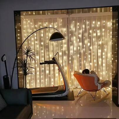 1pc USB Powered LED Curtain String Lights, 8 Lighting Modes, Remote Control Fairy Lights For Wedding Party Wreath, Home Bedroom Living Room Stage Decor, Suitable For Holiday Lighting, Birthday Party, Graduation, Wedding Celebration