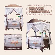 Corral Bebe Toldo Cuna Movil Mosquitero Plegable 4 Colores Rosa - Marrón - Ver 7