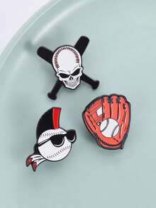 Bộ 1 kính râm hình đầu lâu kiểu bóng chày, ghim cài áo hình găng tay cổ điển bằng men, ghim cài áo thể thao bóng chày kiểu retro, quà tặng. - Nhiều màu - Xem 8