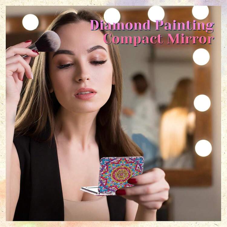 1pc Diamond Painting Craft Kit Mini Mirror, Mandala Pattern PU Leather Material Makeup Mirror - Portable & Compact, Suitable For Quick Touch-Ups During Commute, Shopping, Travel Or Grooming - View 7