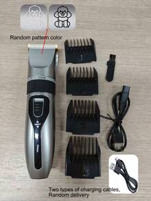 可调节专业宠物毛发修剪器 | USB充电，静音宠物美容工具，配有4个可拆卸梳子（1.5-4毫米）和清洁刷 - 符合人体工程学的锂聚合物电池理发器，适用于所有犬种 - 彩色 - 查看 10