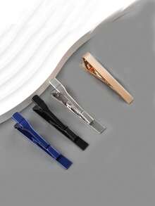 1pc Or 4pcs/Set Men's Minimalist Tie Clips, Black, Gold, Blue, Silver Tie Clip Set, Suitable For Regular Neckties - Tie Clip - View 3