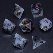 Resin Dice Set, Handmade Polyhedral Suitable For Role-Playing Games, 7pcs Dice Set, Birthday Gift & Party Supplies - Multicolor - View 8