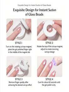 1 Set 2026 Cat Eye Magnetic Nail Art Tool, Featuring Innovative Rotating Design. This Beginner-Friendly Manicure Tool Offers Consistent Magnetism And Excellent Light Reflection For Easy Shimmering Cat Eye Effect. - Multicolor - View 6