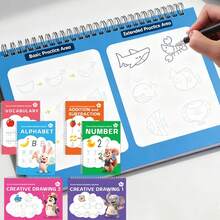 6pcs Children's Pencil Control & Intelligence Development Books, Montessori Educational Tools, Children's English Practice Notebooks, Grooved Magic Practice Notebooks, Reusable Pencil Control Training Books, Pre-School Handwriting Practice Notebooks - Multicolor - View 10