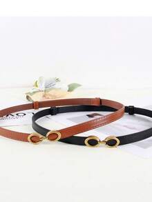 1 & 2 Pcs Women's Retro Minimalist PU Leather Skinny Belts, Suitable For Summer, School, Autumn, Halloween - Multicolor - View 12