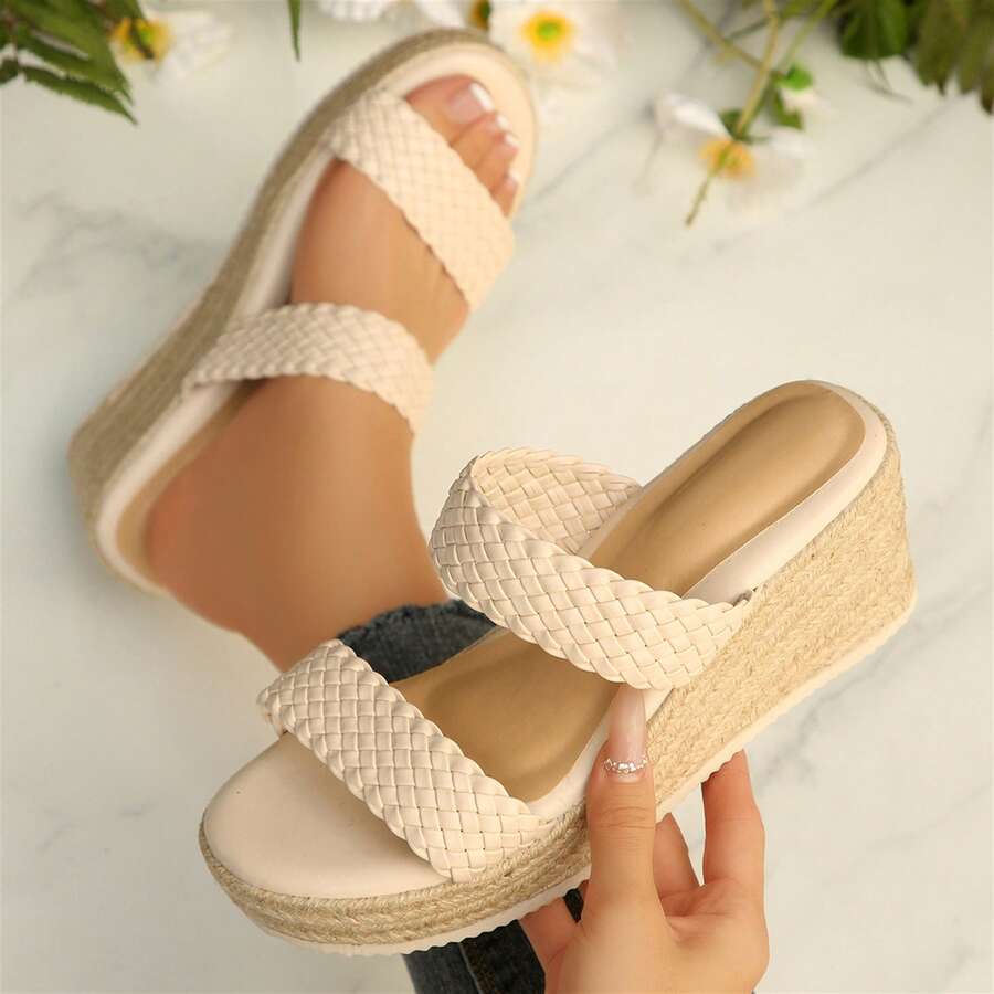 Wedges Heels Platform Sandals Womens Wedge Sandals Open Toe Comfortable Espadrilles Summer Outdoor Beach Travel Walking Shoes - 米色 - 查看 1