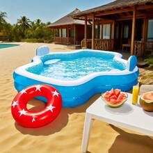 Inflatable Square Outdoor Swimming Pool For Family Use, With 2 Seats, Quick-Opening And Easy To Use, Scratch-Resistant And Durable, Suitable For Outdoor Activities Such As Patio Parties And Swimming Pools. - Hồ bơi được nâng cấp với lớp gia cố dày hơn. - Xem 6