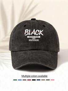 1pc Washed Baseball Cap With "BLACK" Print, Retro American Style Minimalist Casual Fashion, Unisex Essential Versatile Baseball Cap Suitable For All Ages - Washed Cap - View 19