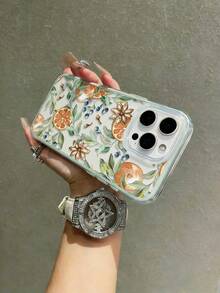 1pc Green Flower & Fruit Print 2-In-1 Shockproof Soft Phone Case Compatible With Apple 17/17Pro/17ProMax/16/16Pro/16ProMax/15/15Pro/15ProMax/14/13/12/11 - Green 2 - View 5