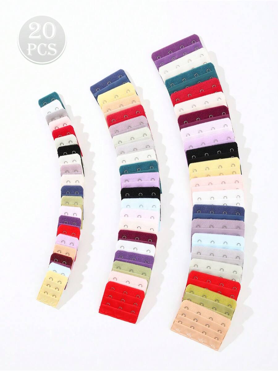 20pcs 2hooks/3hooks/4hooks Bra Extension Buckle, Bra Extender Hook, Underwear Accessory - Multicolor - View 1