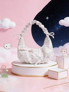 Esta nova bolsa de ombro/transversal de 1 peça apresenta um design de laço e um estampado floral. É casual, simples e estilosa, com fechamento por cordão e alça de ombro ajustável. Perfeita para passeios diários e férias, ela comporta facilmente seus itens essenciais. Uma peça versátil e um favorito da moda, ela se adapta a vários estilos e ocasiões com excepcional versatilidade. - Multicolorido - Visão 6