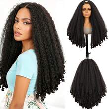 Tóc giả nửa đầu hình chữ V không đường may dành cho nữ, tóc xoăn và thẳng với phần đuôi uốn cong, tóc giả tổng hợp che phủ nửa đầu. - Nhiều màu - Xem 13