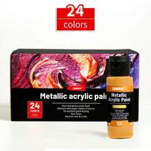 24-Color Metallic Acrylic Paint, 60ml Large-Capacity Liquid Acrylic Paint, Art-Grade Paint With Vibrant Colors And Good Fluidity, Metallic Iridescent Art Painting Tools For DIY Crafts. - Liquid Pigments - View 10