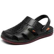 Sandalias y chanclas de hombre para el verano: calzado resistente para exteriores, ideal para conducir, con suelas gruesas, antideslizantes e impermeables. Novedades. - Negro - Ver 3