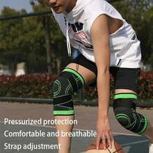 Knee Compression Sleeve With Adjustable Straps For Running, Exercise, And All-Day Sports KD5Y - Black S - View 5