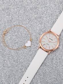 6pcs/Set Women's Gift Watch, Fashion Casual Glitter Dial Quartz Wristwatch + Heart Charm Bracelet (Watch Box Not Included) - Multicolor - View 11