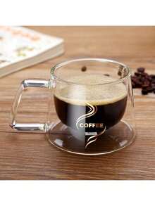 1-2-4-6pcs 80ml & 200ml Double-Layer Handled Glass Coffee Cups, Gold Label Insulated Reusable Glass Mugs For Tea, Espresso, Milk, Cappuccino, Unique Birthday & Holiday Gifts - Multicolor - View 14