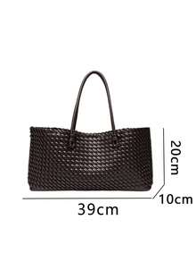 1pc Deep Brown Woven Texture Decor PU Large Capacity Women's Shoulder Bag, Minimalist Commuter Style Handbag, Suitable For Commuting, Work, Shopping, Dating And Daily Outings - Multicolor - View 10