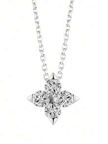 Shescity 1pc Minimalist White Flower Shaped 0.03 Micron Plated Pendant, Suitable For Women's Daily And Party Wear - 白色 - 查看 4