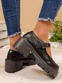 Giày Mary Jane đế xuồng màu đen dành cho nữ, thiết kế quai cổ điển, giày công sở đa năng phù hợp cho mọi mùa. - màu đen - Xem 3