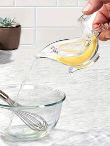 2件套优雅柑橘榨汁器套装，双腔手动柠檬榨汁器，适用于家庭酒吧和厨房，透明重型榨汁机 - 彩色 - 查看 3