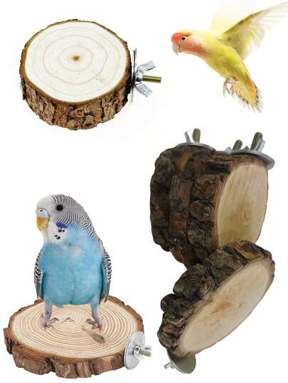 Wooden Round Perch Platform | Bird Cage Stand And Toy, Suitable For Parrots, Cockatoos, Lovebirds, Canaries And Small Birds