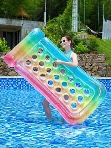 21-Hole Sequin Inflatable Floating Hammock Chair, Adult Water Floating Swimming Ring Pool Toy, Pool Inflatable, Beach Essentials, Pool Float - Multicolor - View 4