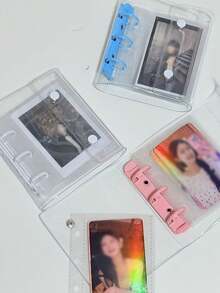 1个迷你三环马卡龙活页夹封面，双扣收藏册，3英寸明信片套，偶像集换式卡牌保护套 - 彩色 - 查看 7
