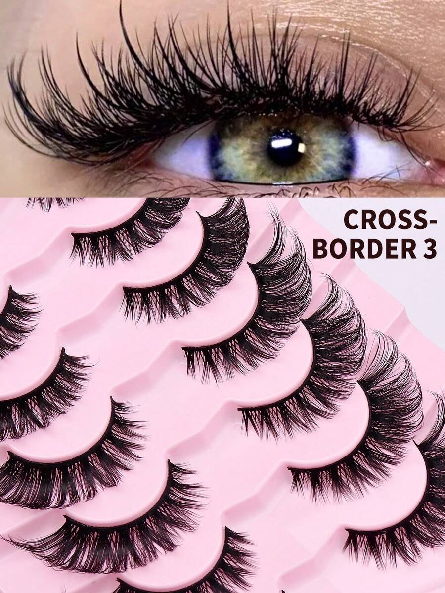 7 Pairs False Eyelashes Cat Eye Eyelashes Fox Eye Lashes End Eye Elongated Fake Lashes Faux Mink Lashes Natural Look Eyelashes Short Lash Extension Makeup Strip Lashes, Lashes, Eyelashes, Fake Lashes - View 1