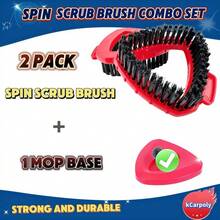 Hard Bristle Spin Scrub Brush Mop Head Replacement For 2 Tank Cleaning System Tile Shower Grout Bathroom Floor Cleaner Brush With Base - 1 - 查看 6